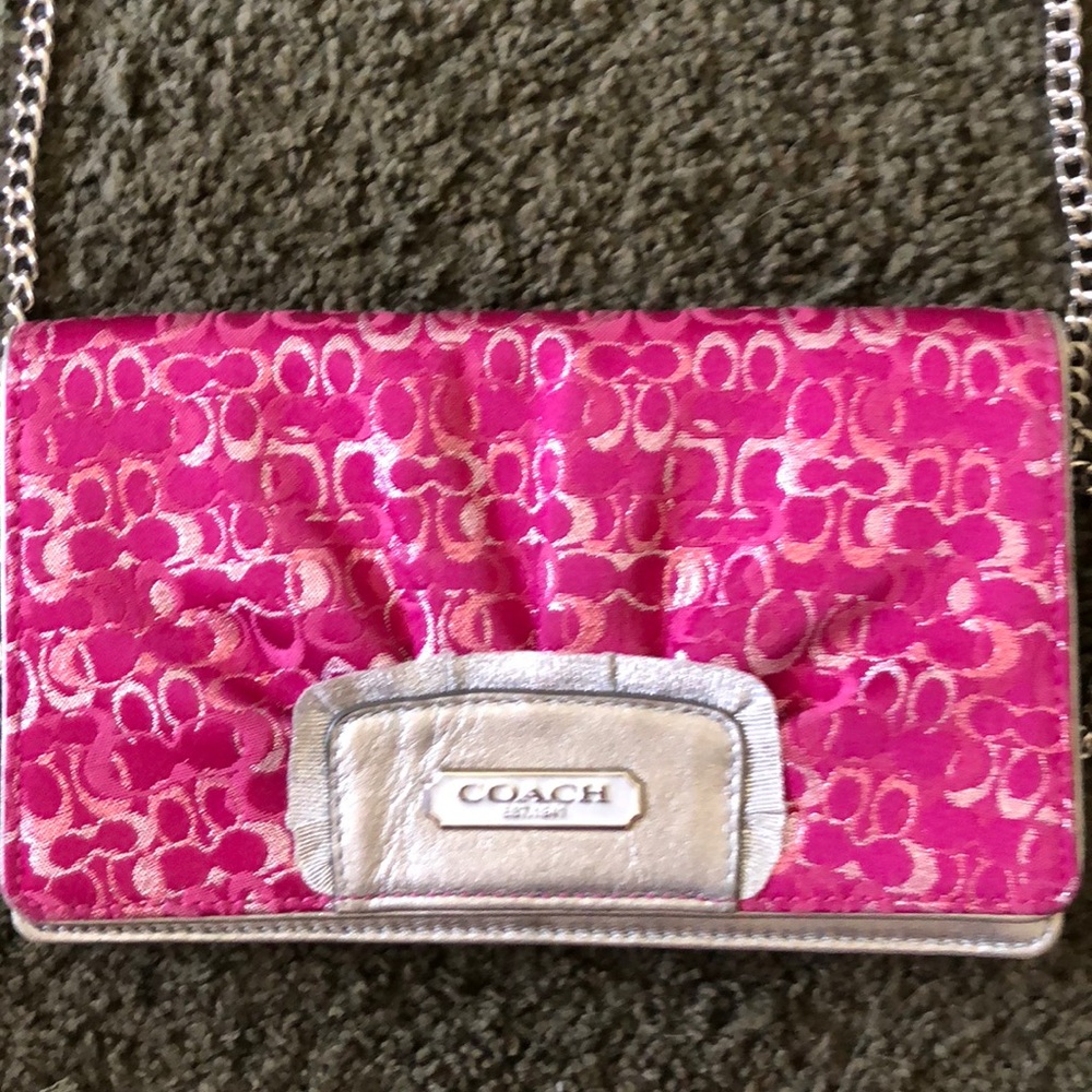 Coach purse, raspberry colored